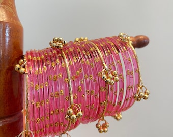 Pink Raindrop Bangles (Chudiyan)