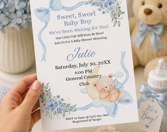 Blue Baby Shower Invitation