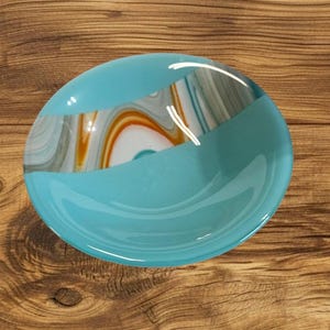 Fused Glass Turquoise Bowl with an Accent