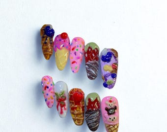 3D Dessert Press on Nails | Sweet Tooth Edition : Homemade