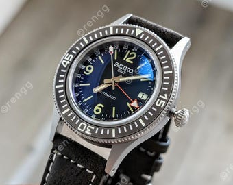 Titanium Black Seiko GMT Automatic 40mm field mod watch Double Dome Sapphire AR Coated 24jewels exhibition