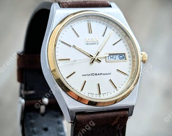 Vintage Seiko Alba Dual Tone Stainless Steel Quartz Watch (Y143-8141)