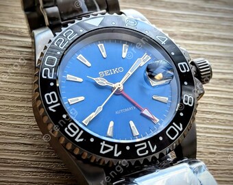 Full Titanium GMT sub diver 40mm Blue dial Sapphire Seiko NH34A 24jewels