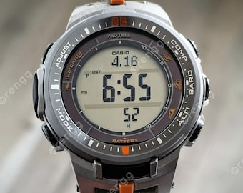 RARE Casio Pro Trek Olive Green triple sensor ABC Wave-ceptor SOLAR powered compass barometer thermometer altimeter