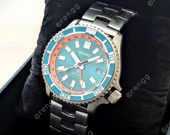 Full Titanium Green Orange Seiko GMT Mod Diver 42mm 24jewels Sapphire NH34A