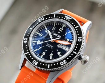 Titanium Seiko NH36A Automatic Field Terrain Mod Watch Black Orange Day/Date dome Sapphire Exhibition 40mm