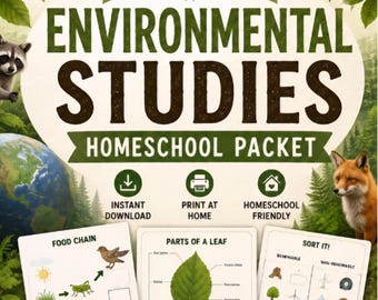Paquete de materiales para la educación en casa sobre estudios ambientales: Ecosistemas, hojas de trabajo sobre conservación (descarga en PDF). ¡Un regalo excelente!