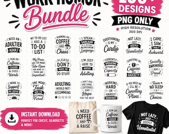 PNG-bundel met werkhumor | 100+ afbeeldingen met sarcastische citaten| Grappige kantoorspreuken | Direct downloaden, uitstekend cadeau!