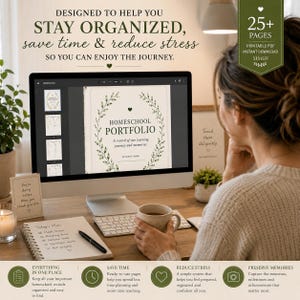 ホームスクールポートフォリオスターターキット（印刷可能なPDF）、記録用バインダー、生徒進捗トラッカー、出席記録、IEPプランナー、優れたギフト 画像 3
