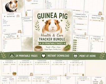 Guinea Pig Health and Care Tracker Bundle, Daily Feeding Weight Log (Digital Download), Excellent Gift!