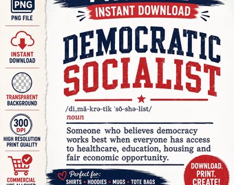 Demokratischer Sozialist PNG, Politisches Shirt-Design, Gleitzeit-Grafik, Anti-MAGA PNG, Sofort-Download