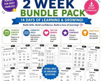 14-Day Homeschool Phonics Worksheets, Science of Reading Activities (Digital Download), Excellent Gift!