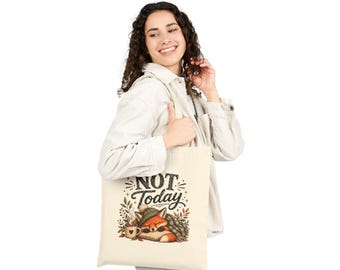 Not Today Fox Tote Bag | Cute Sleeping Fox, Coffee Mug Illustration