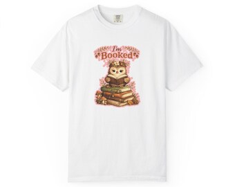 Booked Owl Stack of Books T-Shirt | Reading Lover Graphic Tee