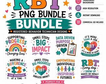 RBT PNG Bundle, Registered Behavior Technician Designs, ABA Therapist Files (Digital Download), Excellent Gift!