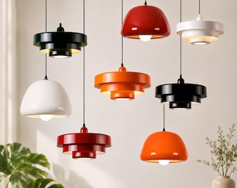 Lámpara colgante de diseño retro y colorido: iluminación nórdica elegante para interiores modernos.