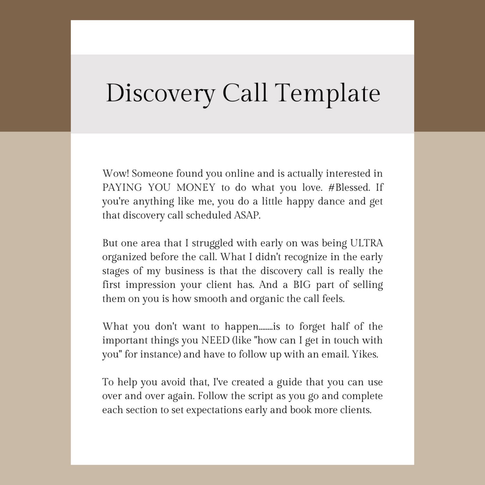 Client Discovery Call Template | Client Onboarding Workflow - Etsy