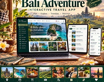 Bali Adventure Planner Version 2 | Interactive Travel App, Itinerary, Budget Tracker & Phrasebook | Digital Download