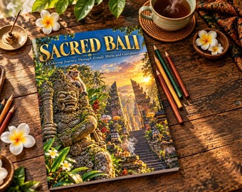 Sacred Bali Coloring Book for Adults, Temple Myths (21 Pages)