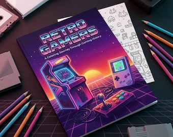 Retro Gamers Printable Colouring Book for Adults & Teens with Gaming History
