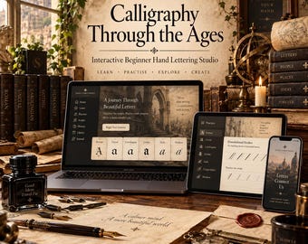 Beginner Calligraphy App for Interactive Hand Lettering Practice & History