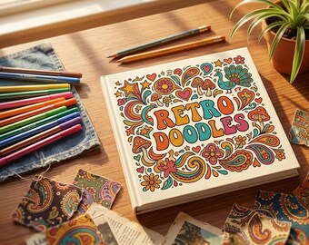 Retro Doodle Colouring Book PDF: Vintage 1970s Style Adult Colouring Pages with Stories