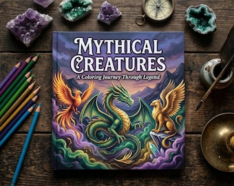 Mythical Creatures Colouring Book PDF - Fantasy Adult Digital Download