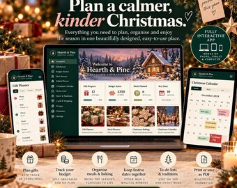 Interactive Christmas Planner | Gift, Budget, Meal Tracker (HTML File)