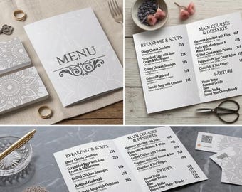 Mandala Branding Bundle, Restaurant Menu & Business Card (Digital Download)