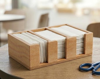 3 Compartment Wooden Napkin Holder – Rustic Organizer (Digital Download)