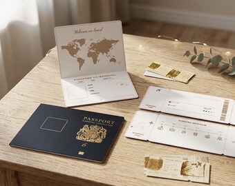Luxury Passport & Boarding Pass Wedding Invitation Bundle