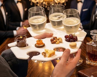 Archivos SVG para bandeja de cata de vinos cortada con láser / Tabla de degustación de vinos moderna (descarga digital)