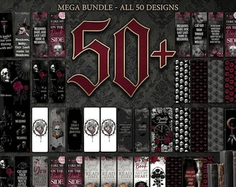 50 Dark Romance Bookmarks, Gothic BookTok Quotes (ai, cdr, pdf, jpg)