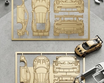Porsche 911 GT3 RS Laser Cut Model – 3D Puzzle Car Vector Plan (Digital Download)