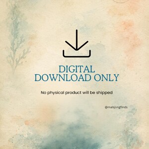 Op de afbeelding: Een digitale downloadmelding met een zwart downloadpictogram, de tekst DIGITAL DOWNLOAD ONLY en de tekst No physical product will be shipped, tegen een beige achtergrond met zachte blauwe en oranje aquareltexturen en zeemotieven.