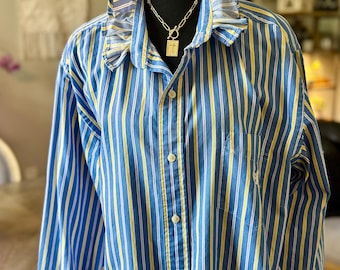 Upcycled Chaps Mens Shirt Reworked Button Down Sustainable Fashion Preppy Vintage Style Chaps