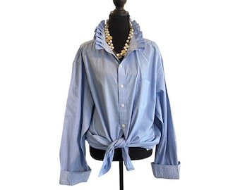 Upcycled IZOD Men's Button-Down Shirt Reworked Vintage Coastal Preppy One of a Kind