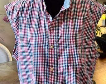 Upcycled Chaps Men’s Button-Down Shirt, Thrifted, One of a Kind Boho Streetwear, Sustainable Fashion Overshirt