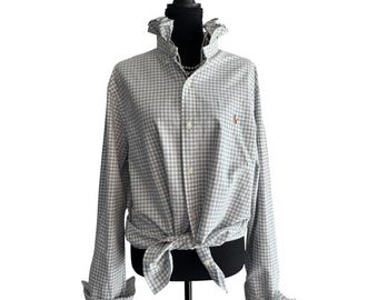 Upcycled Ralph Lauren Men's Button-Down Classic Slim Fit Reworked Shirt Coastal Preppy Sustainable Fashion