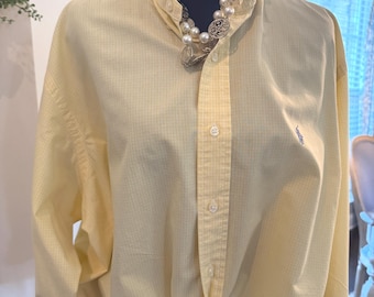 Upcycled Ralph Lauren Mens Button Down Reworked Shirt Sustainable Fashion Coastal Preppy