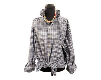 Upcycled Ralph Lauren Men's Button-Down Reworked Shirt Coastal Preppy Sustainable Fashion