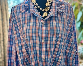 Upcycled IZOD Mens Button Down Dress Shirt Reworked Coastal Preppy One-of-Kind
