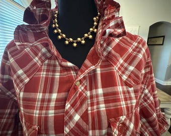 Upcycled Wrangler Western Pearl Snap Mens Vintage Reworked Shirt One of a Kind