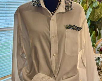 Upcycled Lauren by Ralph Lauren Ruffle Collar Shirt Reworked Coastal Preppy Sustainable Fashion