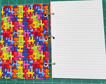 Autism Awareness Puzzle Theme 5.5x8.5 Refillable Notebook (50 sheets included)