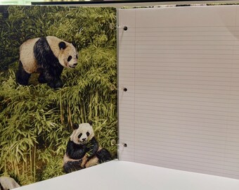 Happy Panda with Bamboo  Refillable 8.5x11 Notebook