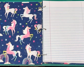 Handmade Unicorns and Rainbows Refillable 8.5x11 Notebook