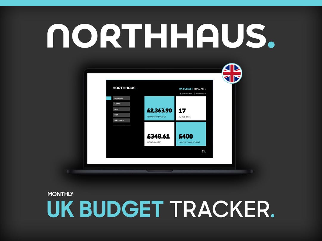 UK Monthly Budget Tracker | Salary, Bills, Debt, Investments (HTML ...