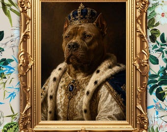 Retrato de mascota real, pintura al óleo renacentista a partir de una fotografía (arte digital)