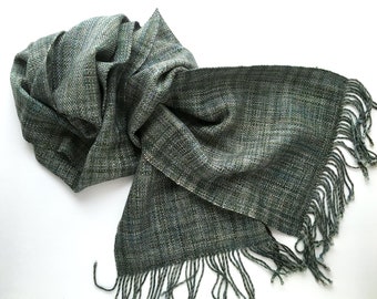 CLEARANCE - Enchanted Forest - Handwoven Plaiding Scarf - Merino, Cashmere, Glitter Nylon